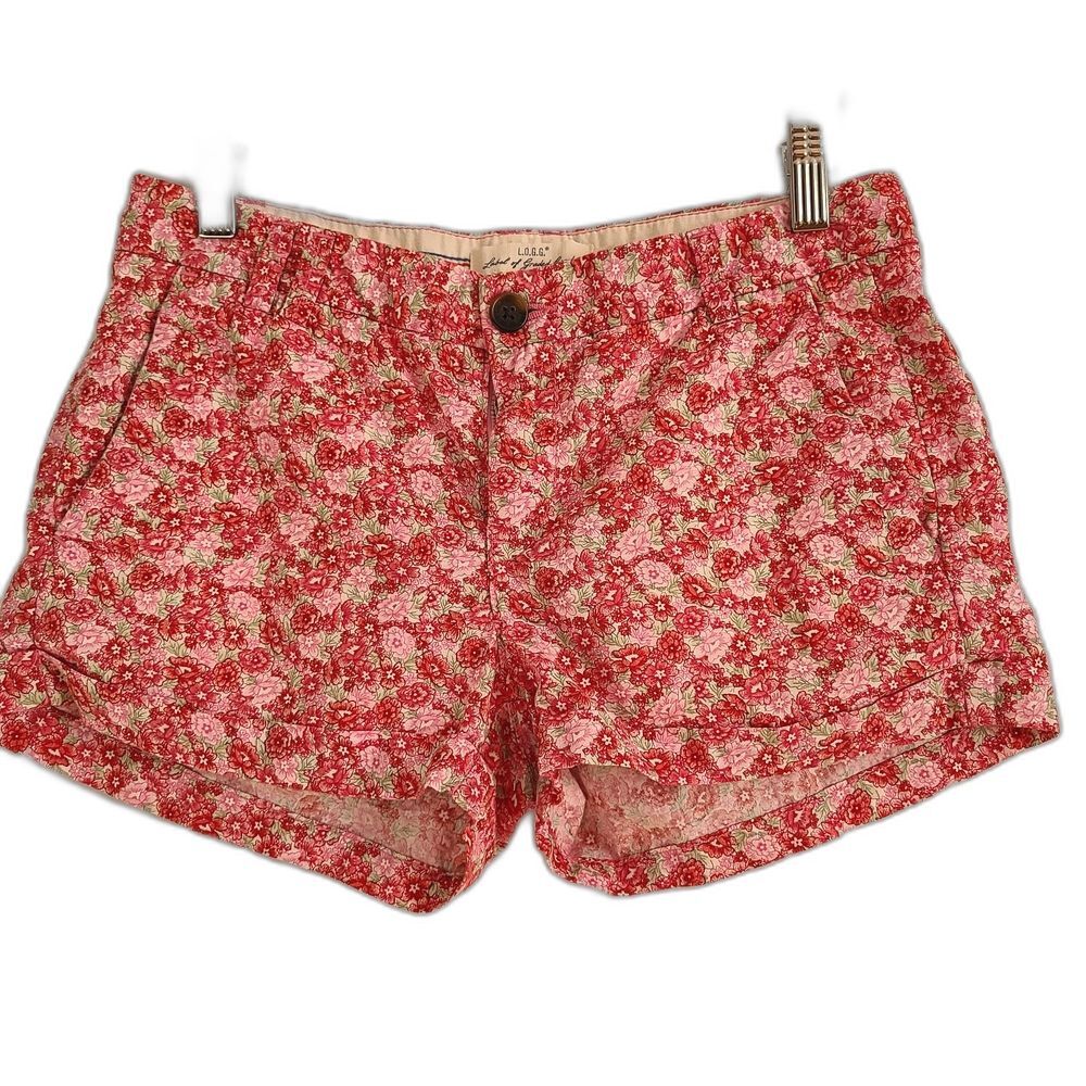 H&M Floral Women's Shorts - Pink and Red 100% cotton Size 4